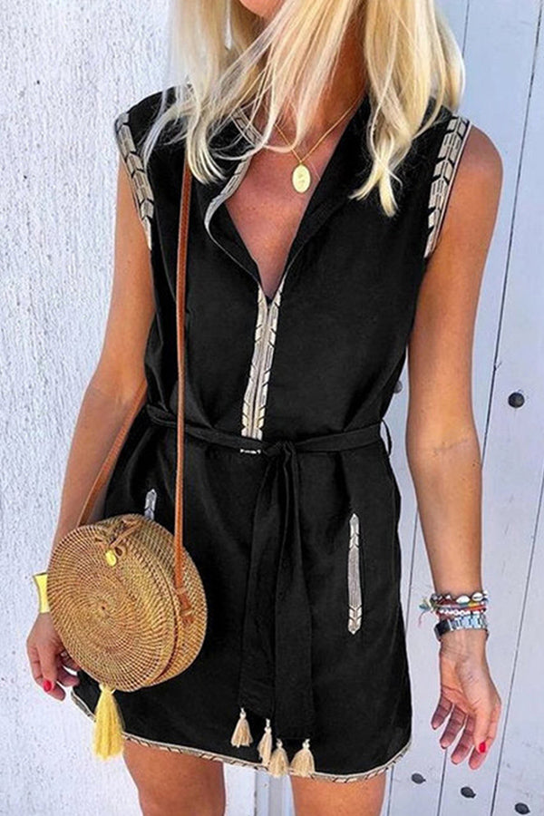 Fashion Printed Sleeveless Short Dress