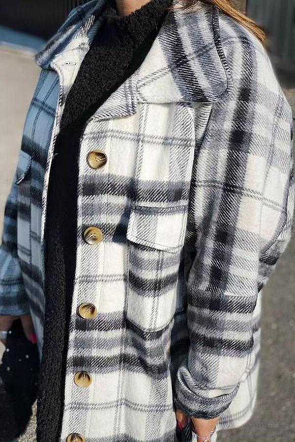 Loose Woolen Plaid Jacket