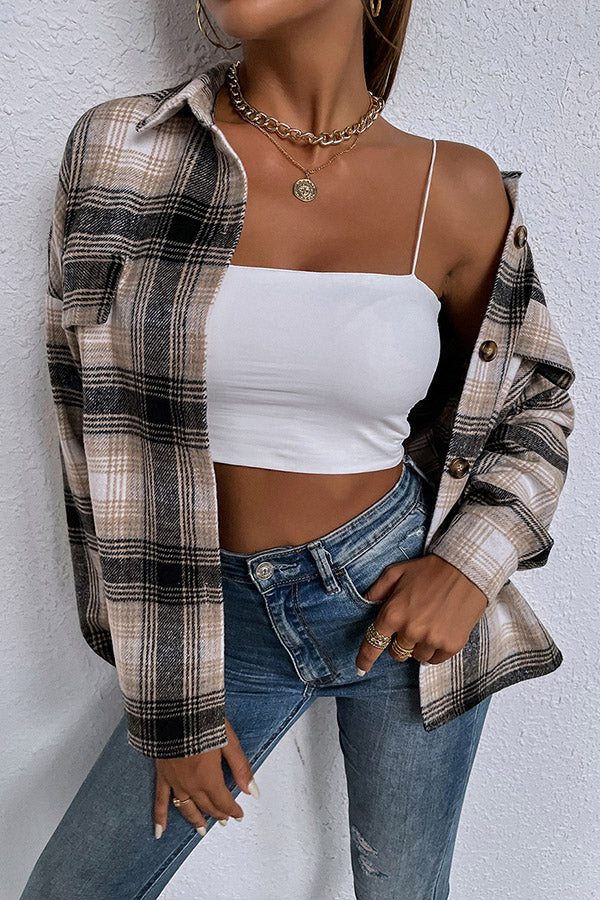 Turn Over The Leader Female Slim Long-sleeved Plaid