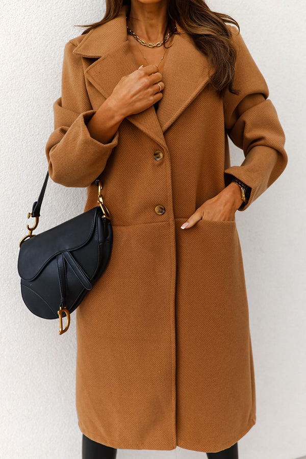 Elegant Coat with Plain Pockets