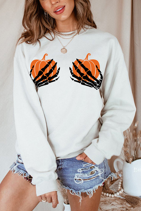 Halloween Casual Pumpkin Print Sweater