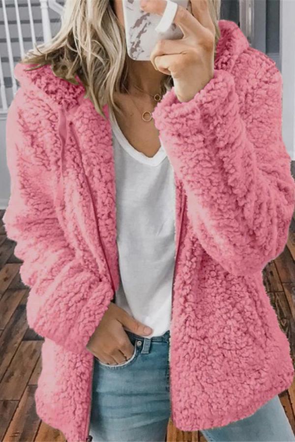 Fluffy Solid Color Baggy Coat