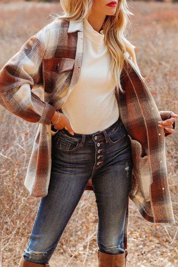 Travel Together Pocketed Belted Plaid Shacket