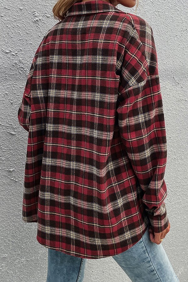 Casual Classic Check Lapel Single-breasted Pocket Jacket