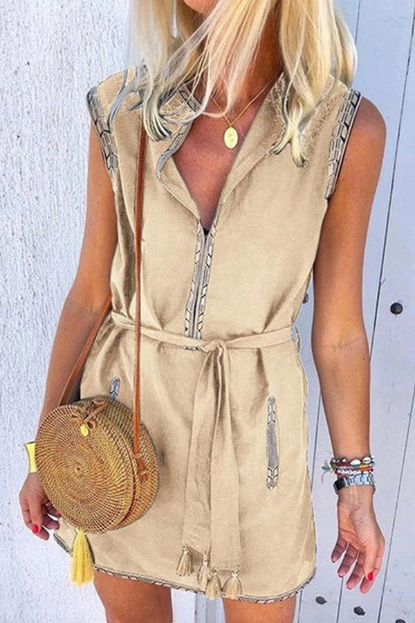 Fashion Printed Sleeveless Short Dress