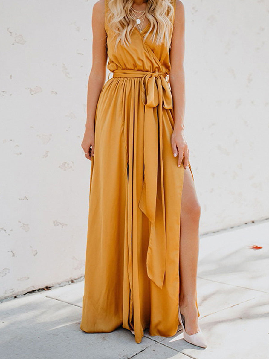 Solid Bohemian Split Dress
