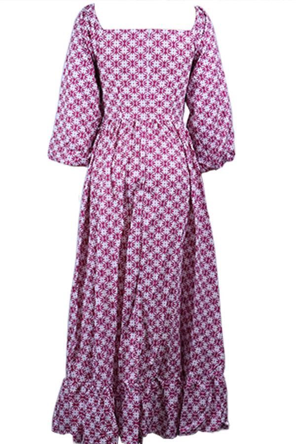 Loose Mid-length Printed Dress