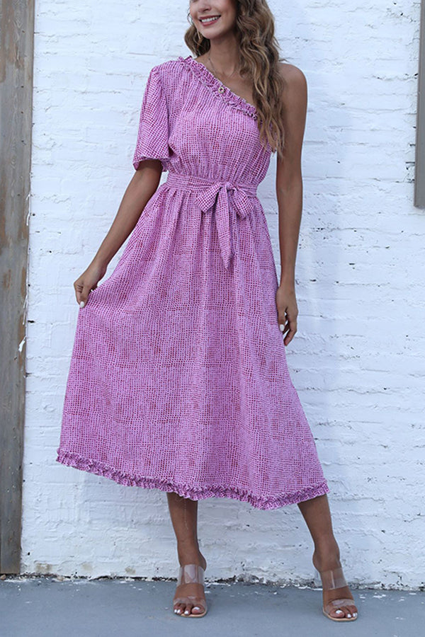 New Solid Diagonal Dress