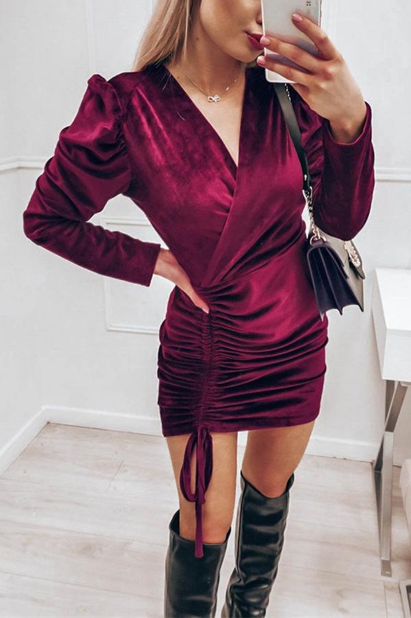 Velvet Ruched Dress