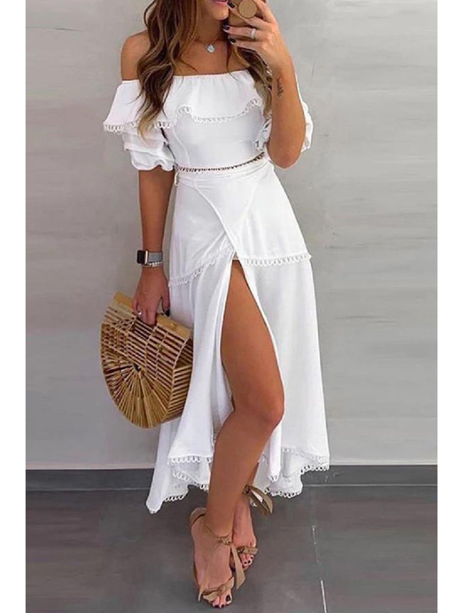 Ruffled Slit Dress