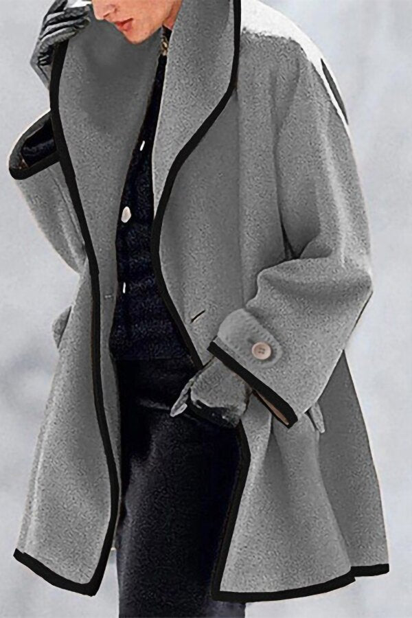 Loose Collar Solid Color Coat