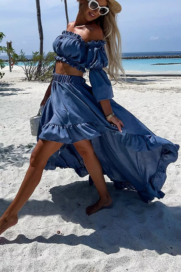 Touch My Soul Off Shoulder High Low Dress Suits