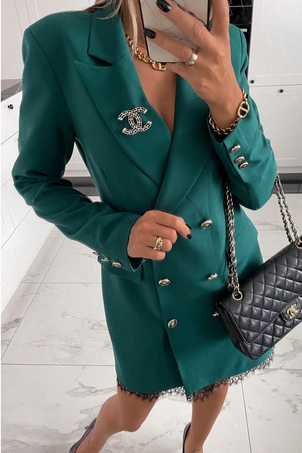 Lace Stitching Hem Blazer Dress