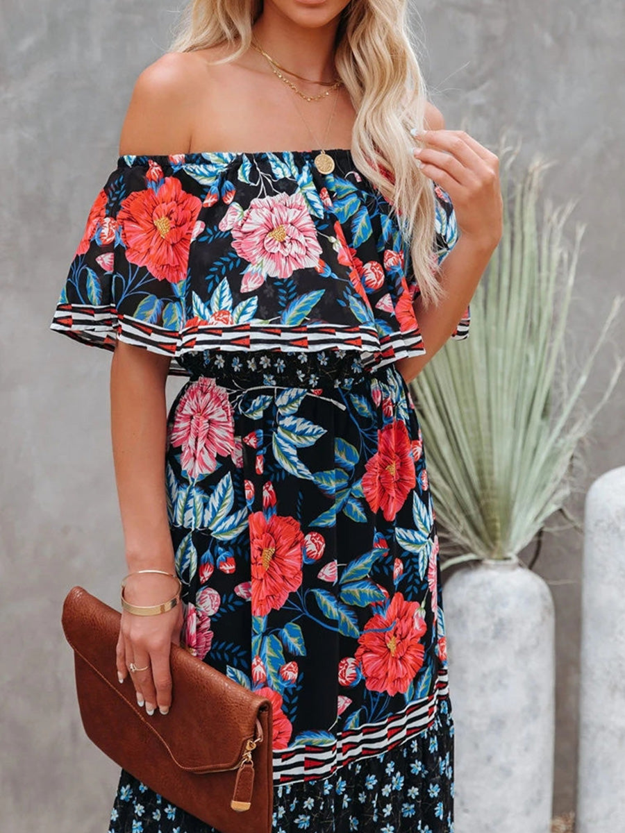 Printed long swing dress