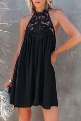 Everyday Beautiful Crochet Halter Mini Dress