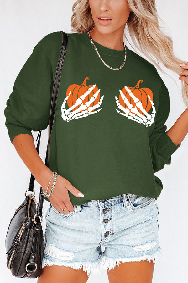 Halloween Casual Pumpkin Print Sweater
