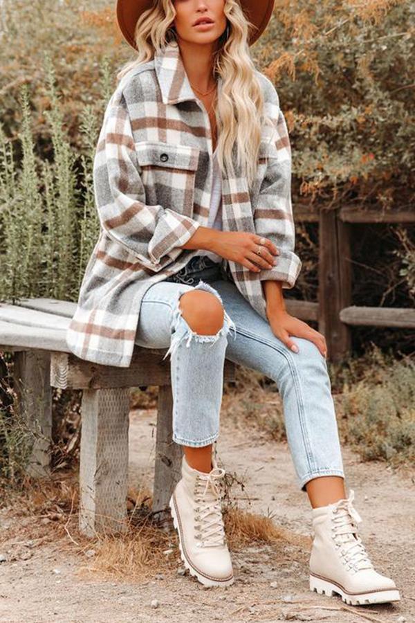 Plaid Pocketed Jacket