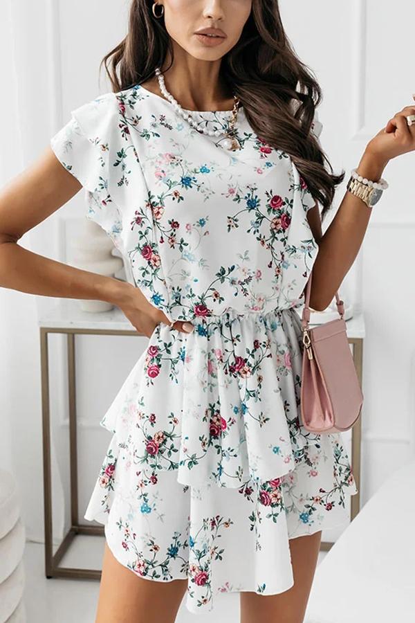 Floral Ruffle Sleeve Dress