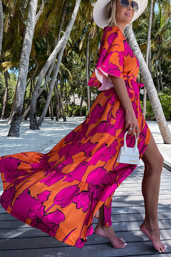 Printed Cute Casual Loose Middle Sleeve Beach Skirt