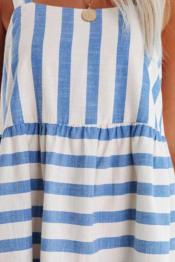 Suspender Striped Print Mini Dress