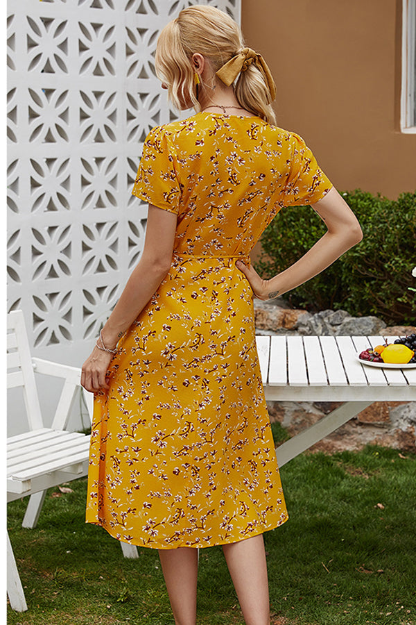 Bandage Slim Chiffon Floral Dress
