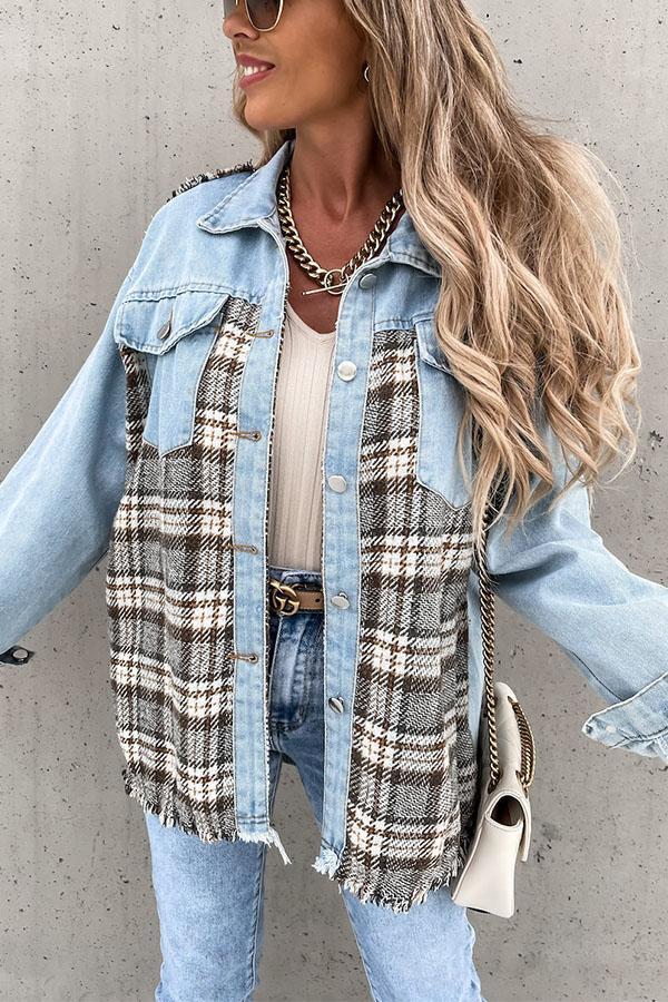 Denim Plaid Loose Jackets