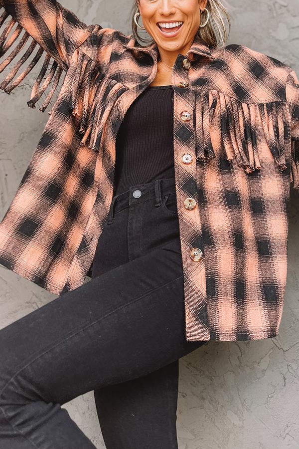 Plaid Fringe Shacket