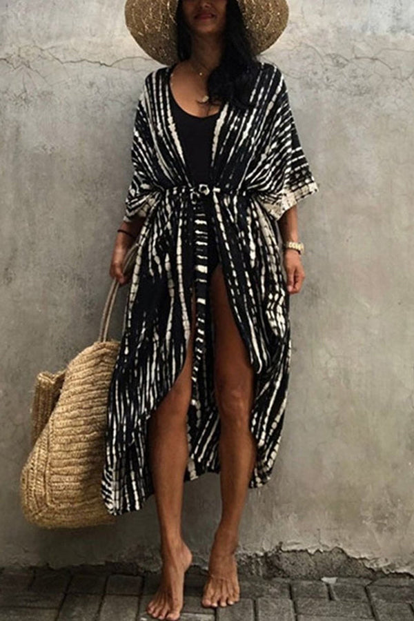 Long Tie-dye Beach Holiday Blouse