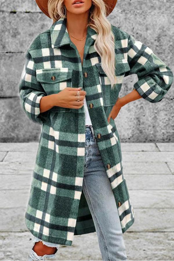 Long Brinkley Plaid Pocketed Jacket