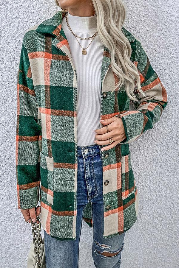Mid-length Plaid Loose Jacket