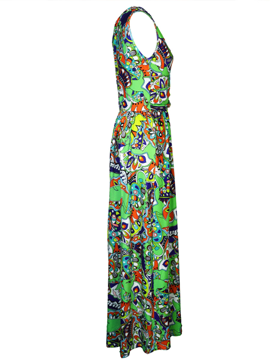 Bohemian One Shoulder High Waist Maxi Dress