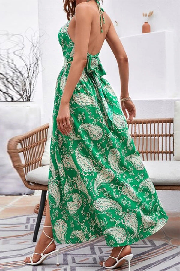 Paneled Beach Cutout Sling Maxi Dress