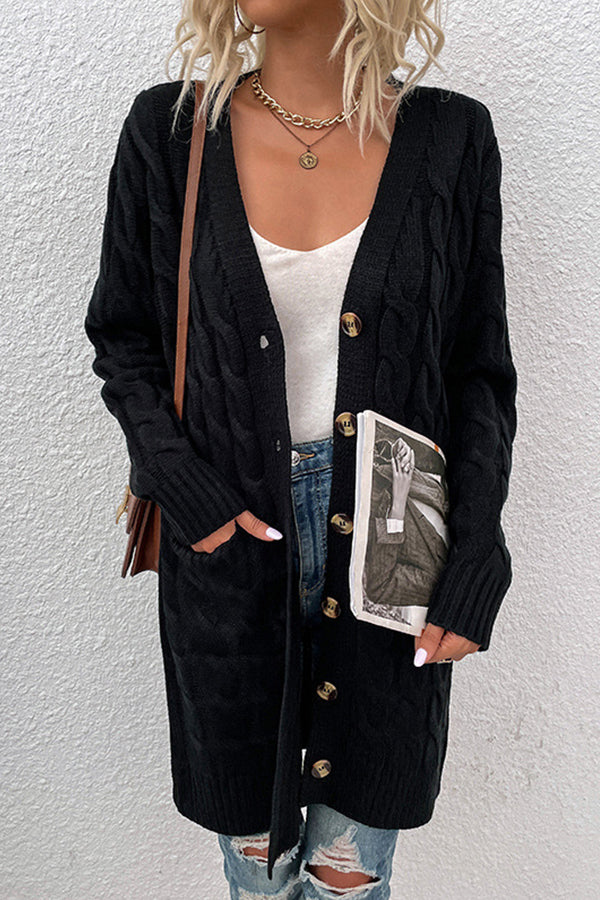 Cable Knitted Button Sweaters Cardigans