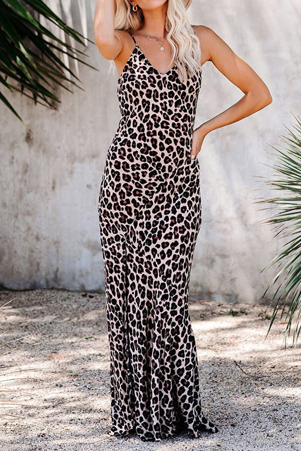 V Neck Leopard Cami Dress