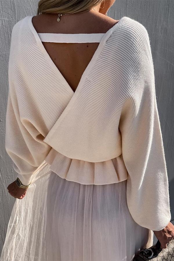 V-neck Slim Belt Sweater