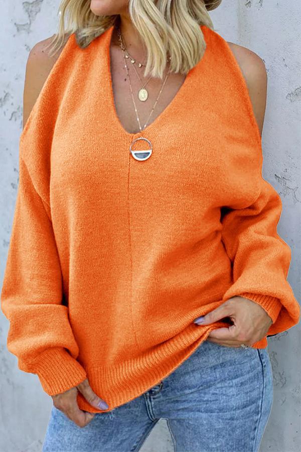 Off-the-shoulder Knitted Sweater