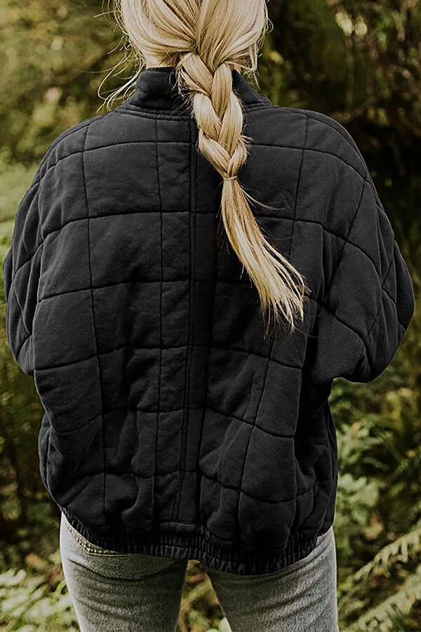 Solid Color Zipper Jacket