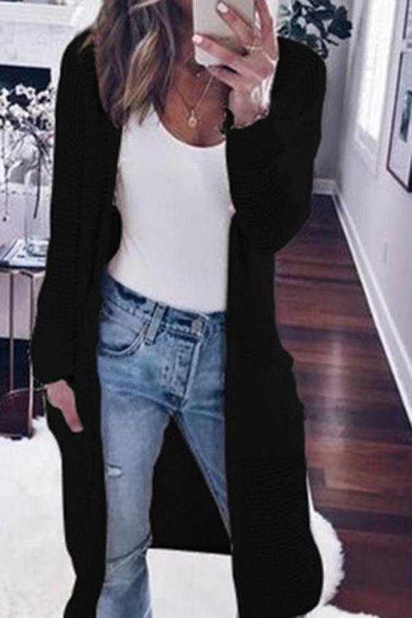 Solid Color Boho Long Sleeve Coat