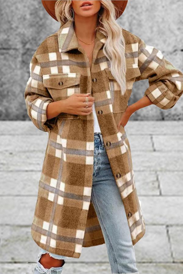 Long Brinkley Plaid Pocketed Jacket
