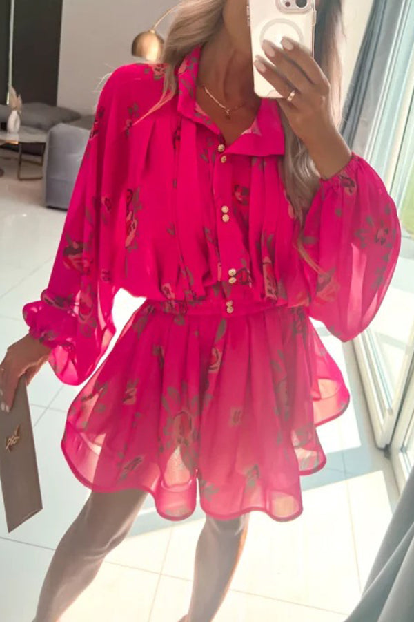 Dynamic Love Printed Puff Sleeve Mini Dress