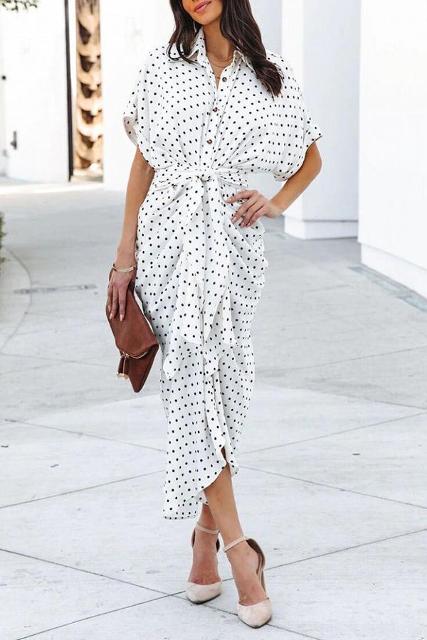 Polka Dot Sleeve Midi Dress