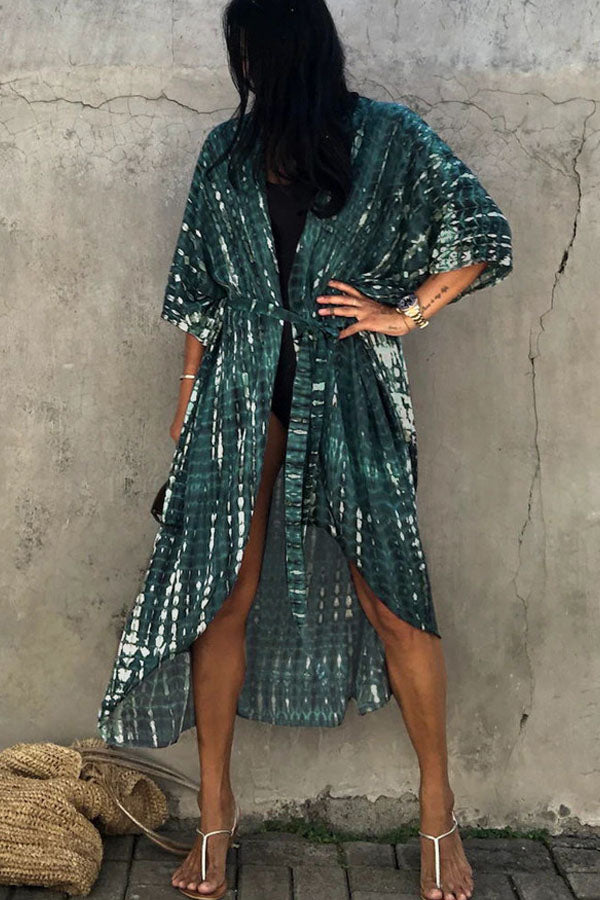Long Tie-dye Beach Holiday Blouse