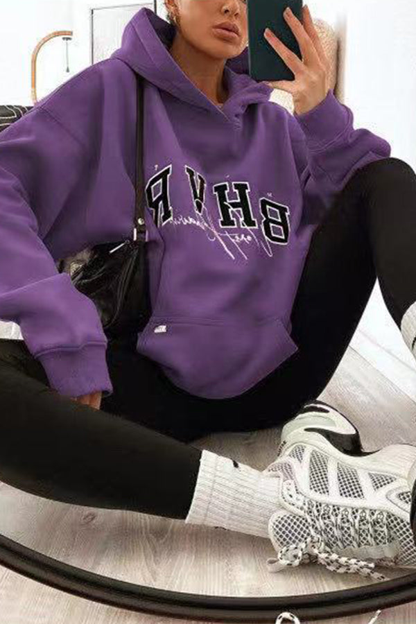 Vintage BHVR Printed Loose Long Sleeve Sweatshirt