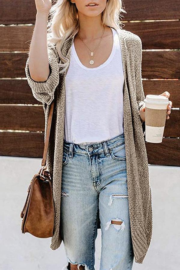 Casual Long Sleeve Knit Cardigan