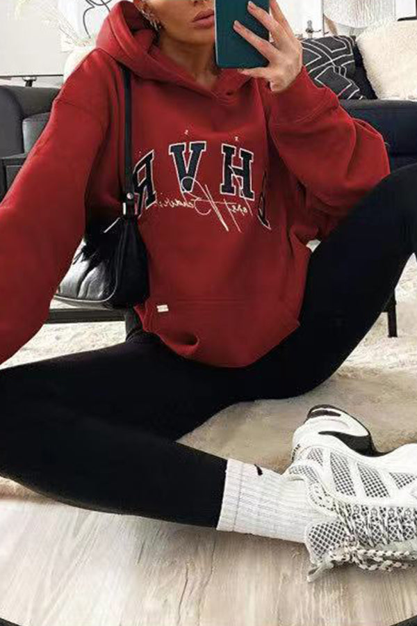 Vintage BHVR Printed Loose Long Sleeve Sweatshirt