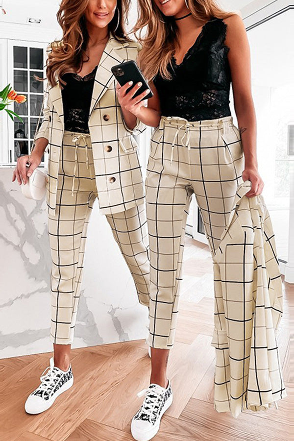 Autumn and winter plaid small suit