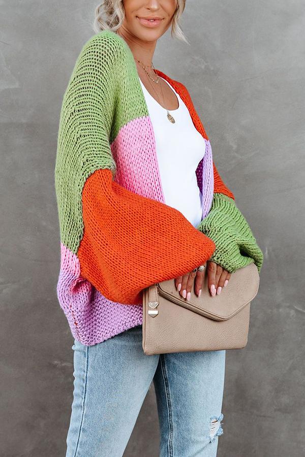 Pumpkin Colorblock Oversized Cardigan