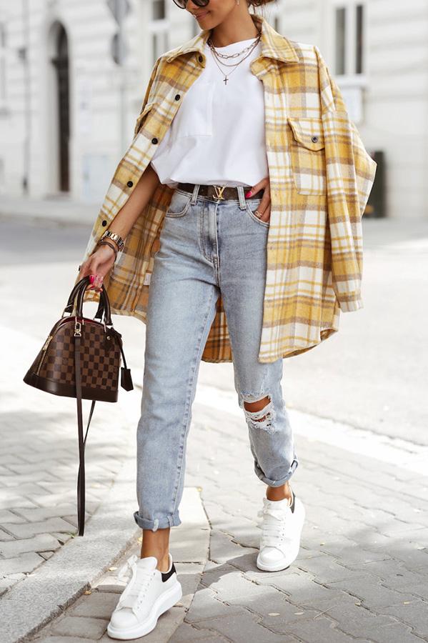 Check Oversized Plaid Shacket