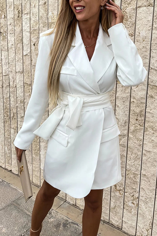Loose Multicolor Suit Collar Dress