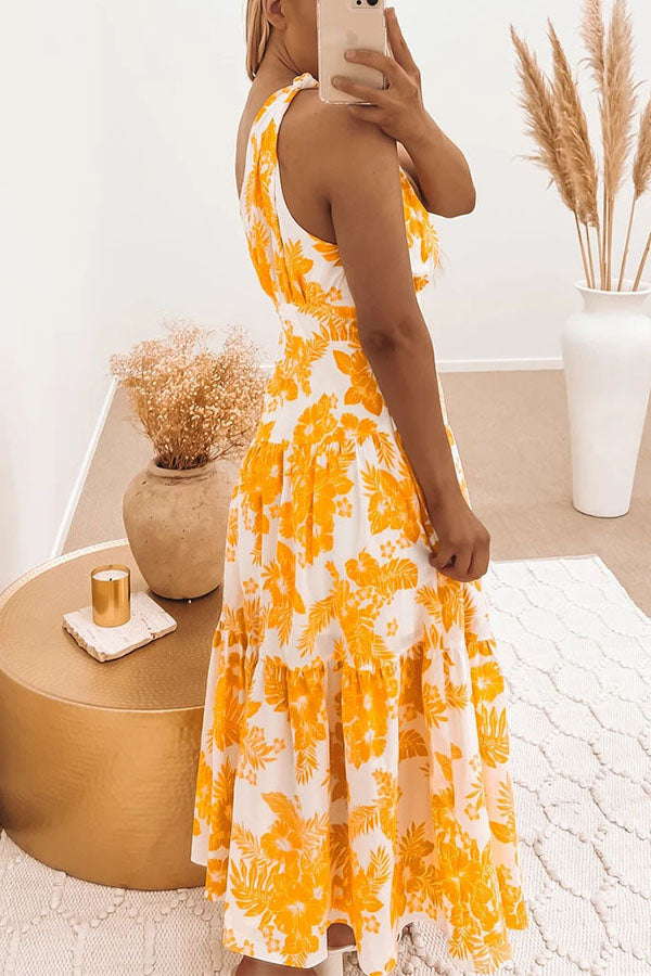 Sweet Sundae Floral One Shoulder Maxi Dress